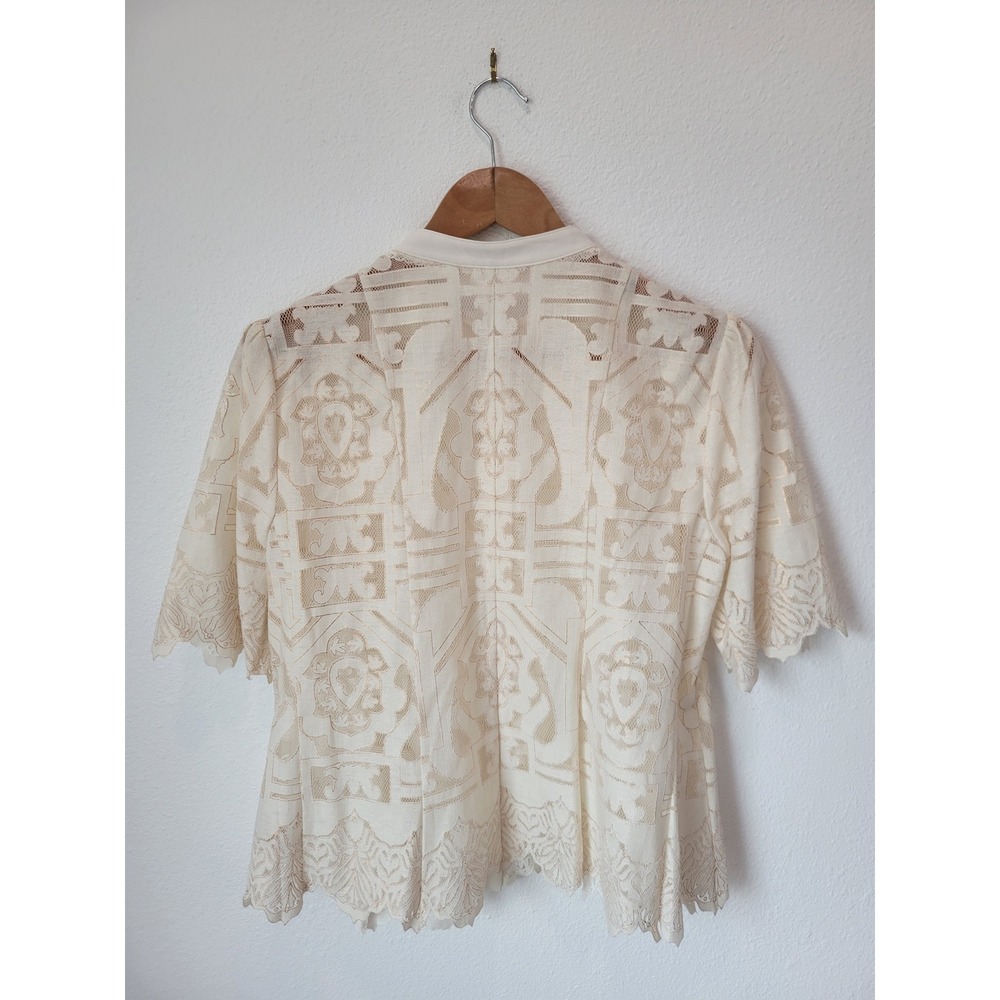 Floreat Anthropologie Lace Blouse Ivory Romantic Cottagecore Bohemian US 8 - Picture 7 of 11